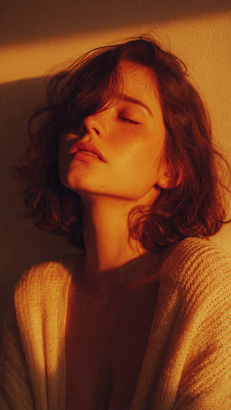 Portrait held in low evening light